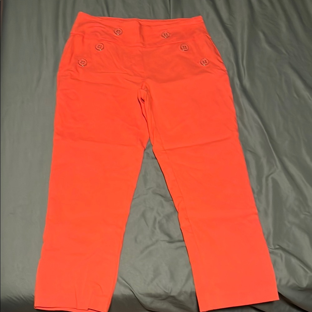 Cato Orange Ankle-Length Cropped Pants